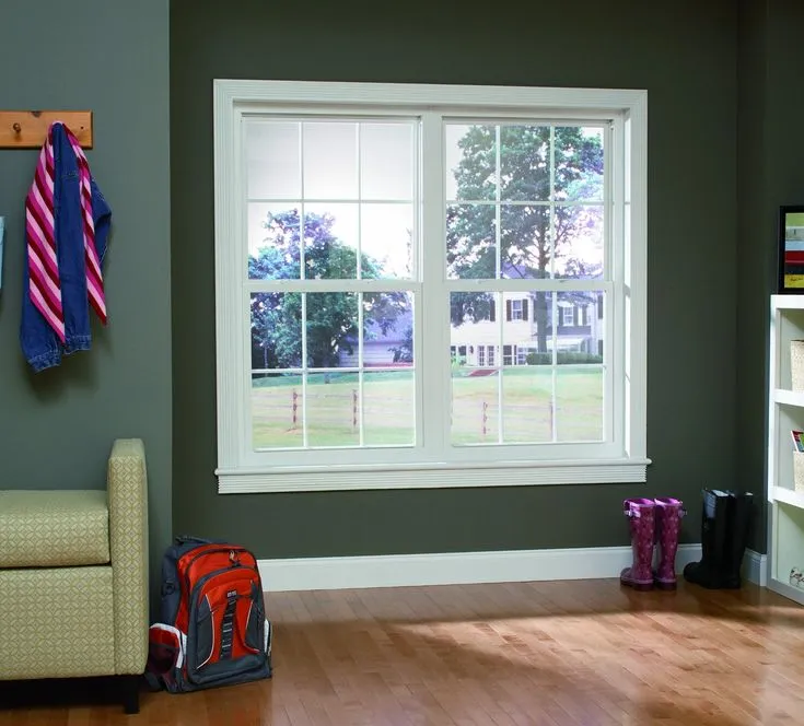 RELIABILT 105 Series New Construction 31-1/2-in x 59-1/2-in x 2-5/8-in Jamb White Vinyl Low-e Argon Single Hung Window with Grids Half Screen Included, photo 6 of 6