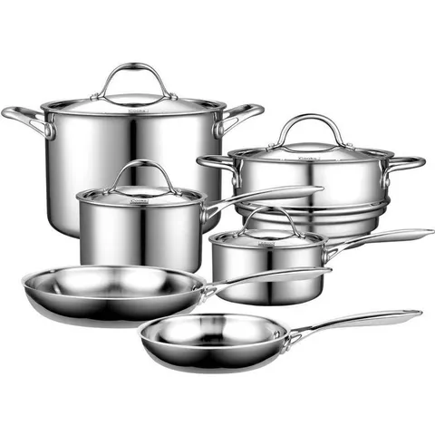 Multi-Ply Clad 10-Piece Stainless Steel Nonstick Cookware Set