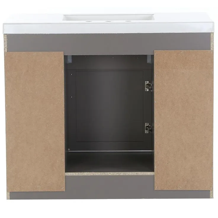 Rosedale 42 in. W x 19 in. D Bath Vanity in Taupe Gray with Cultured Marble Vanity Top in White with White Sink, photo 3 of 9