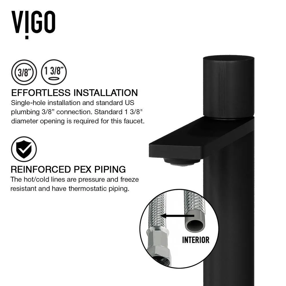 VIGO Matte Stone Oval Vessel Bathroom Sink in White and Gotham Faucet in Matte Black, photo 10 of 12