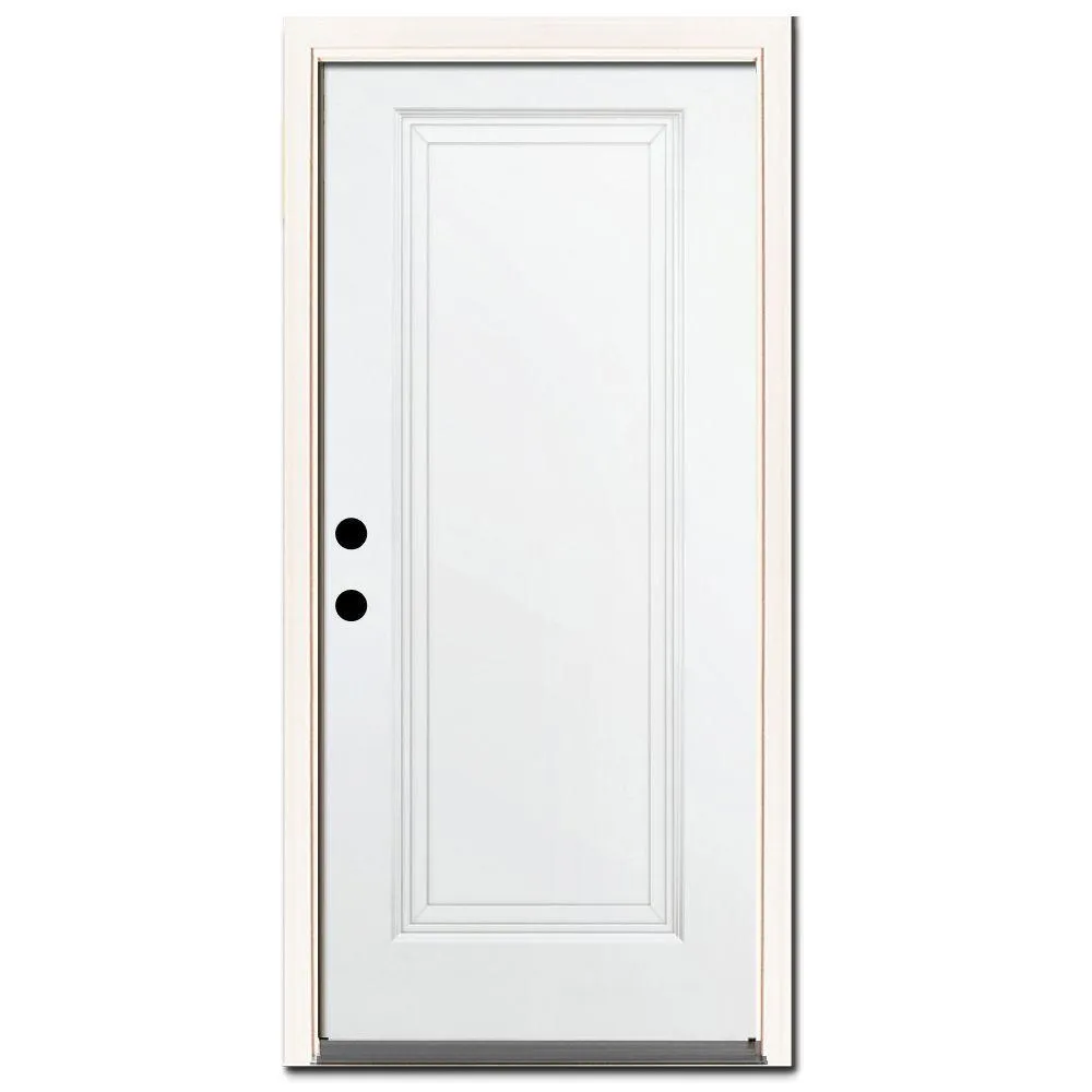 Steves & Sons 36 in. x 80 in. Premium 1-Panel Primed White Steel Prehung Front Door with 36 in. Left-Hand Outswing and 4 in. Wall, photo 3 of 8