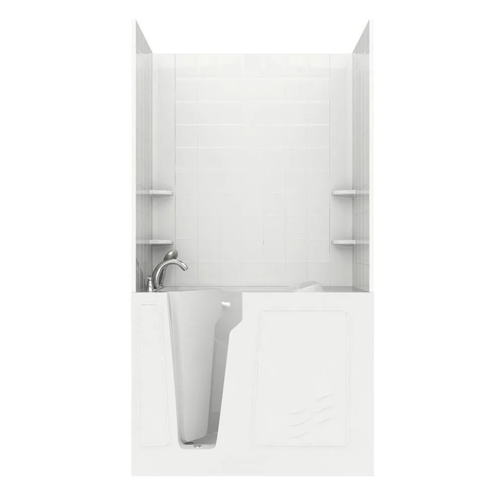 Universal Tubs Rampart 3.9 ft. Walk-in Whirlpool and Air Bathtub with 4 in. Tile Easy Up Adhesive Wall Surround, Right Drain, White, photo 15 of 42