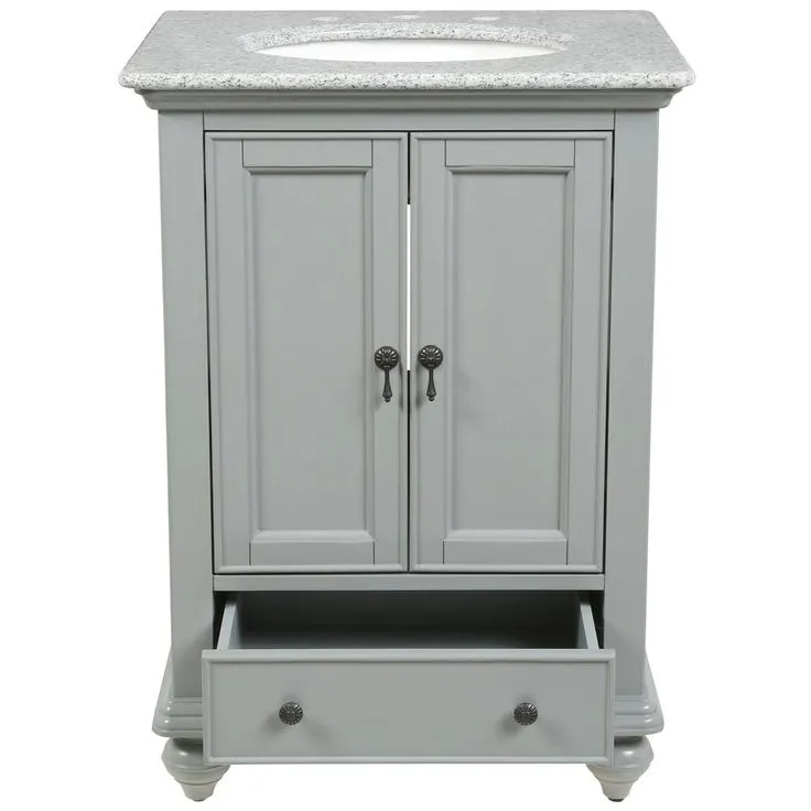 Newport 25 in. W x 21-1/2 in. D Bath Vanity in Pewter with Granite Vanity Top in Grey, photo 3 of 13