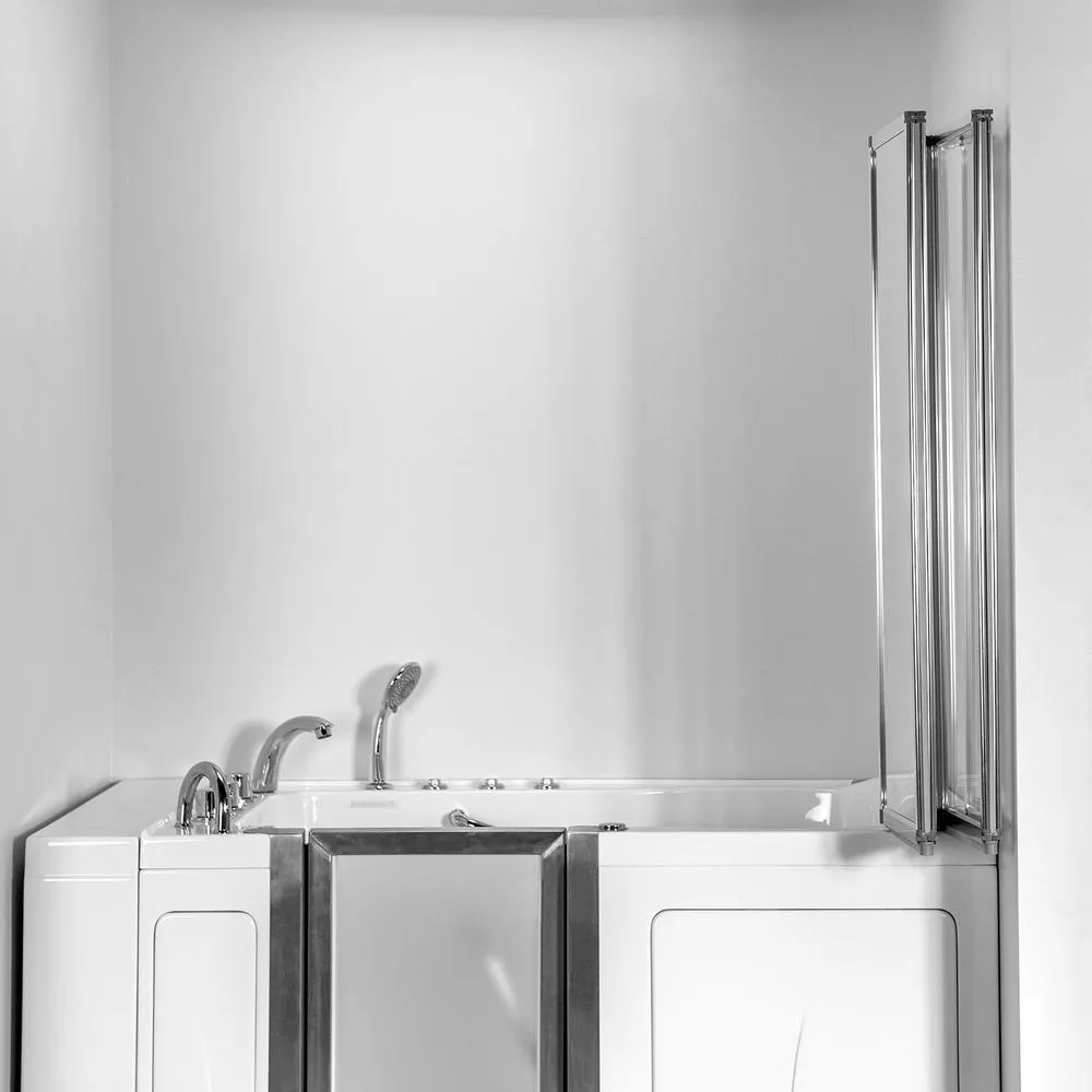 Ella Elite 52 in. Walk-In Whirlpool and Air Bath Bathtub in White with LH Door, Thermostatic Faucet, Dual Drain, Shower Screen, photo 2 of 19