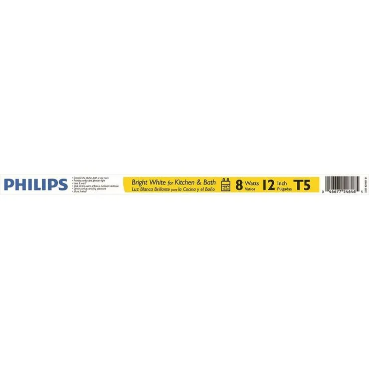 Philips 8-Watt 12 in. Linear T5 Fluorescent Tube Light Bulb Bright White (3000K), photo 4 of 7