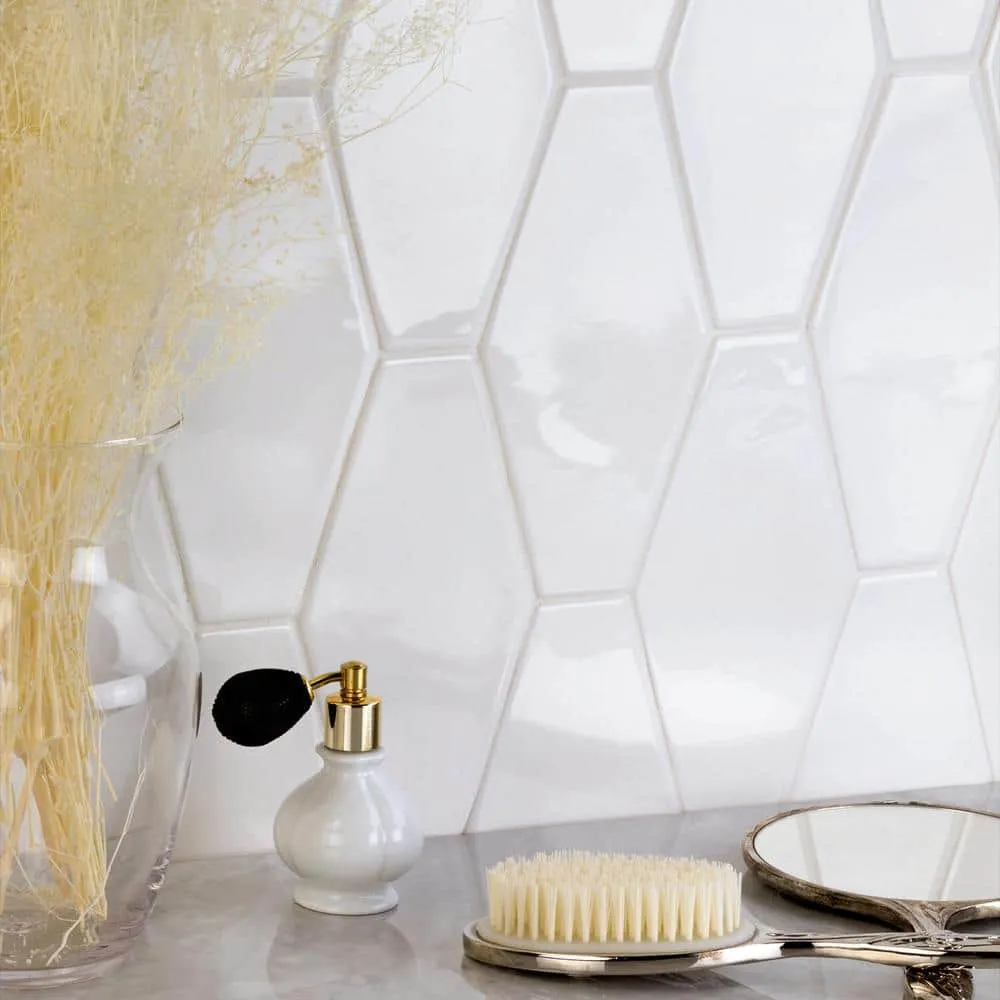 Ivy Hill Tile Birmingham Hexagon Bianco 4 in. x 8 in. 8mm Polished Ceramic Subway Tile (5.38 sq. ft. / box), photo 2 of 8