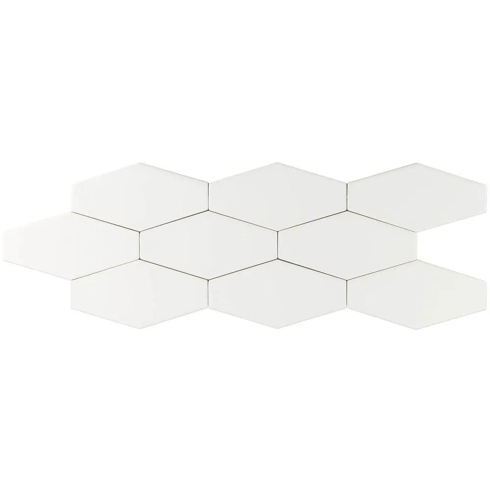 Ivy Hill Tile Birmingham Hexagon Bianco 4 in. x 8 in. 8mm Polished Ceramic Subway Tile (5.38 sq. ft. / box), photo 8 of 8