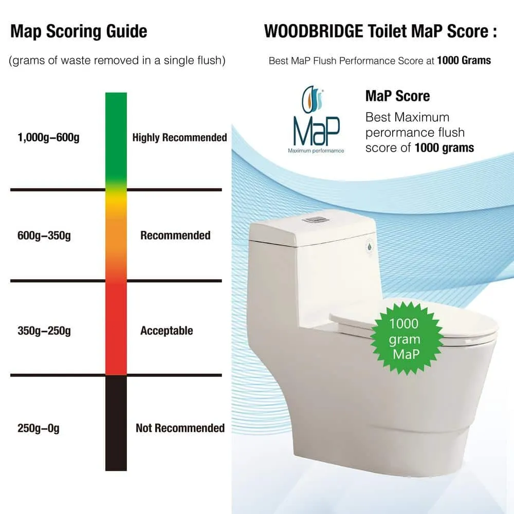 WOODBRIDGE Flora 1-Piece 1.1/1.6 GPF Dual Flush Elongated Comfort Height Toilet in Biscuit with Soft-Close Seat Included, photo 4 of 8