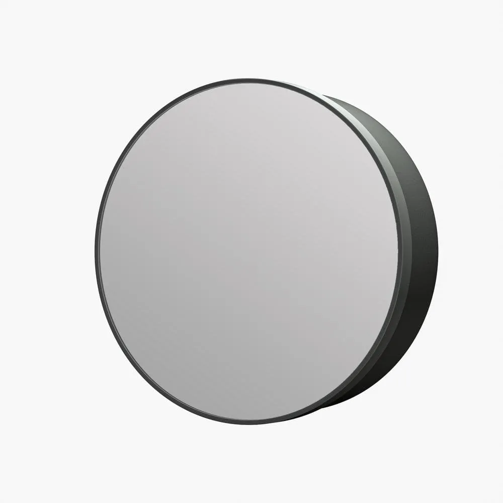 KeonJinn 26 in. W x 26 in. H Round Black Metal Framed Recessed/Surface Mount Medicine Cabinet with Mirror, photo 5 of 11