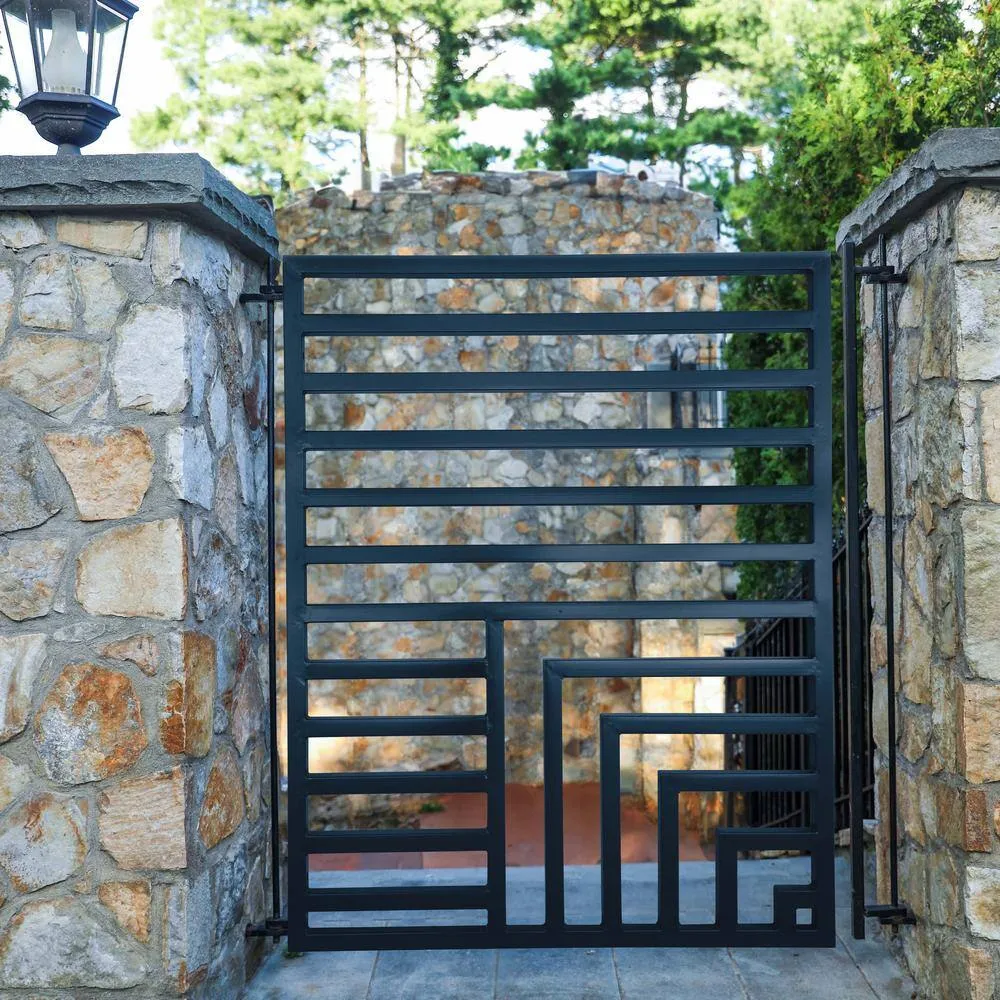 ALEKO 4 ft. x 5 ft. Florence Style Black Steel Pedestrian Fence Gate, photo 8 of 8