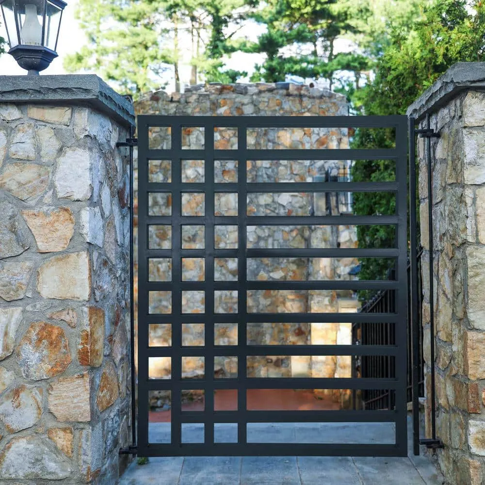 ALEKO 4 ft. x 5 ft. Kyiv Style Black Steel Pedestrian Fence Gate, photo 7 of 7