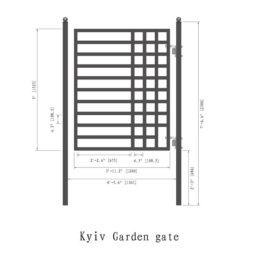 ALEKO 4 ft. x 5 ft. Kyiv Style Black Steel Pedestrian Fence Gate, photo 5 of 7