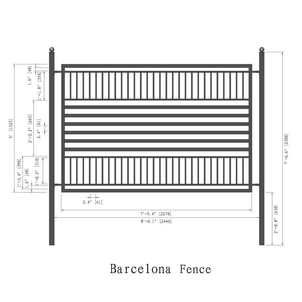 ALEKO 16 ft. x 5 ft. Barcelona Style Security Fence Panels Steel Fence Kit 2-Panel Gate Fence, photo 7 of 9