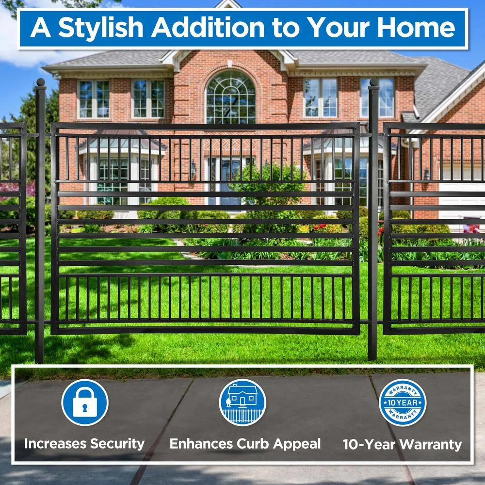 ALEKO 16 ft. x 5 ft. Barcelona Style Security Fence Panels Steel Fence Kit 2-Panel Gate Fence, photo 8 of 9