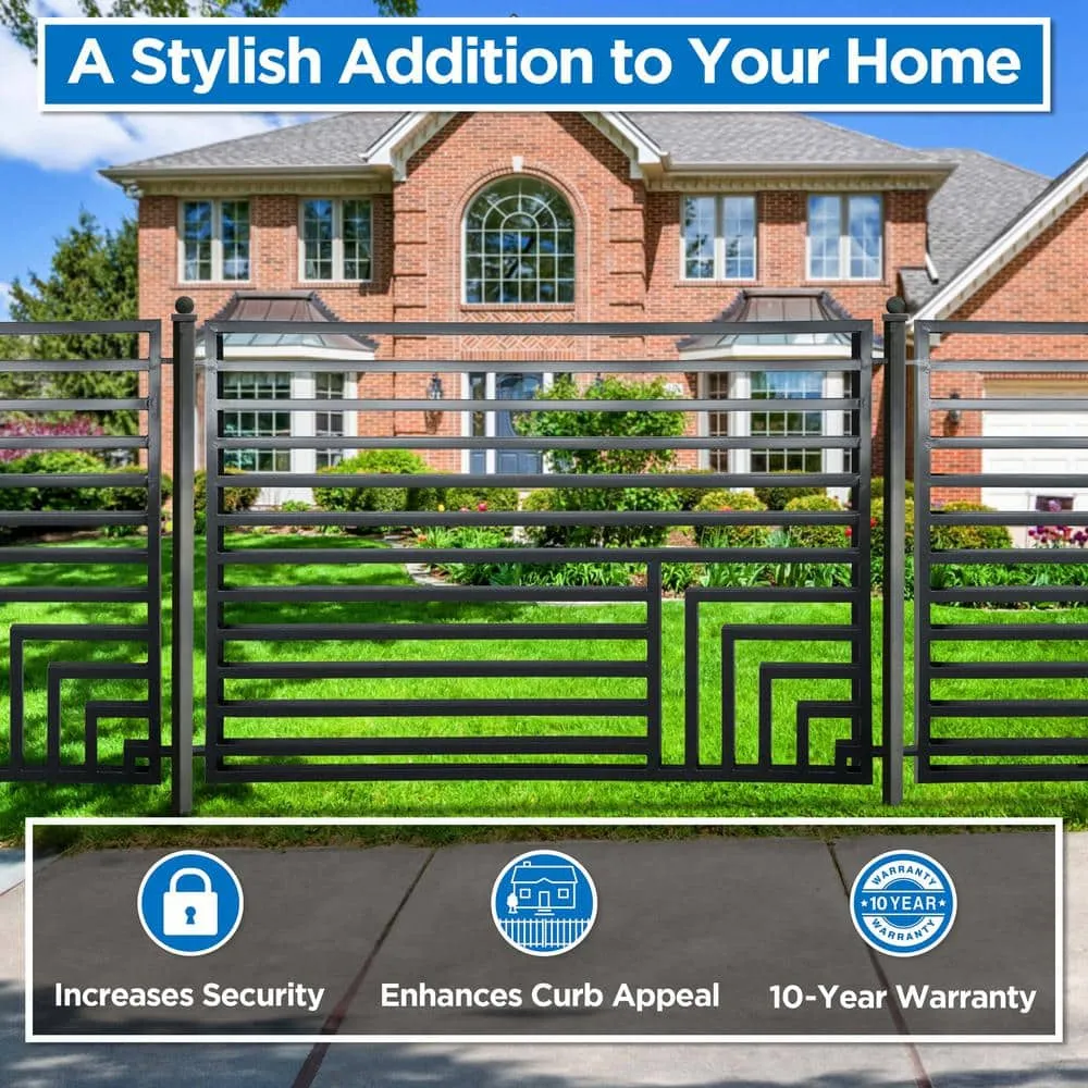 ALEKO 16 ft. x 5 ft. Florence Style Security Fence Panels Steel Fence Kit 2-Panel Gate Fence, photo 7 of 8