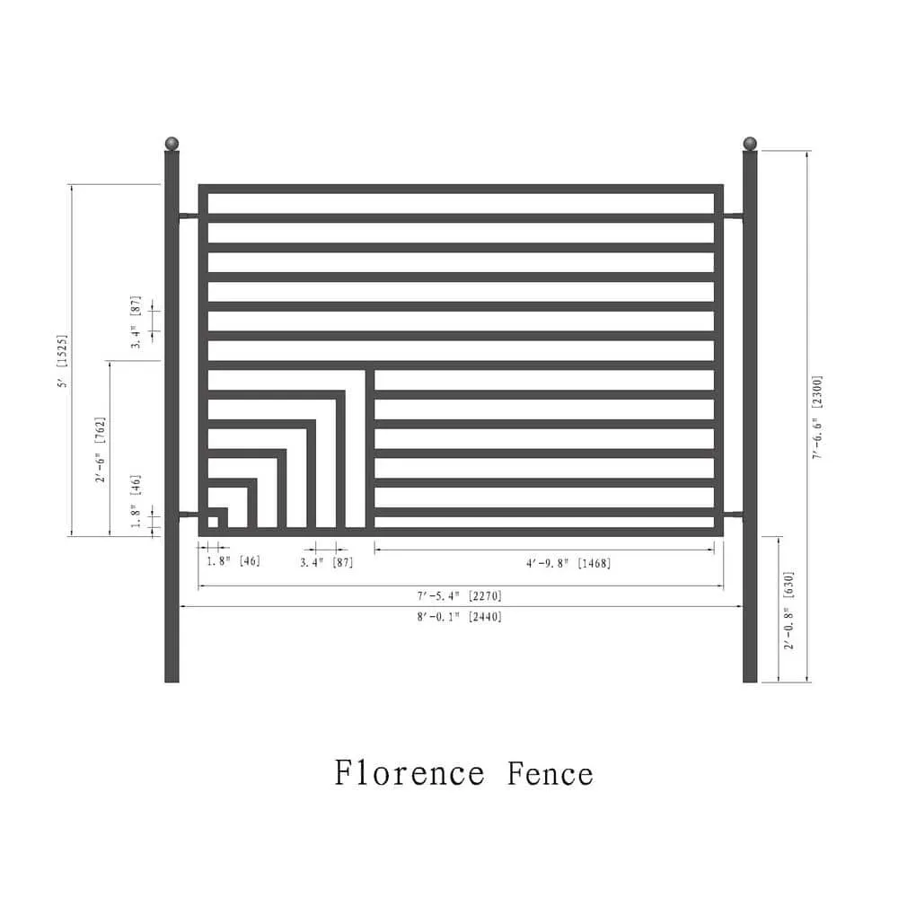 ALEKO 16 ft. x 5 ft. Florence Style Security Fence Panels Steel Fence Kit 2-Panel Gate Fence, photo 6 of 8