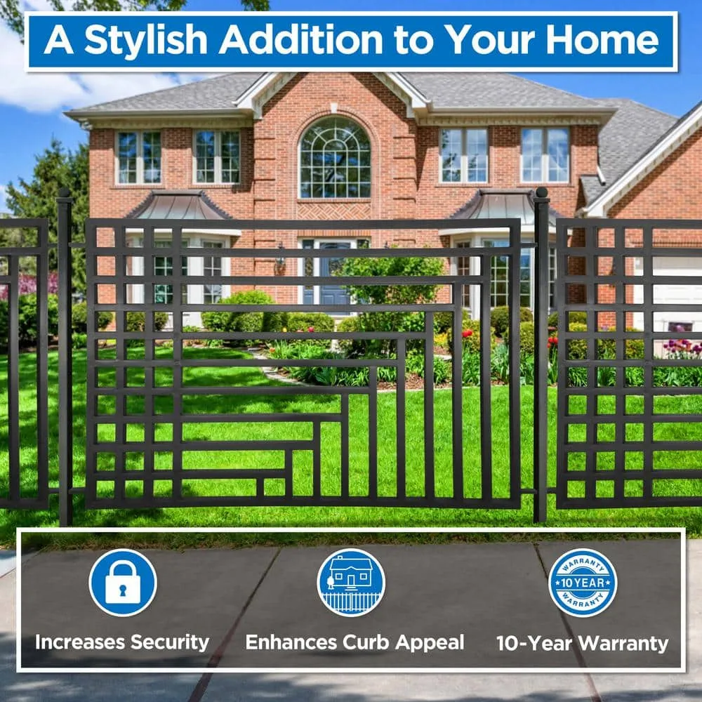 ALEKO 16 ft. x 5 ft. Kyiv Style Security Fence Panels Steel Fence Kit 2-Panel Gate Fence, photo 7 of 8