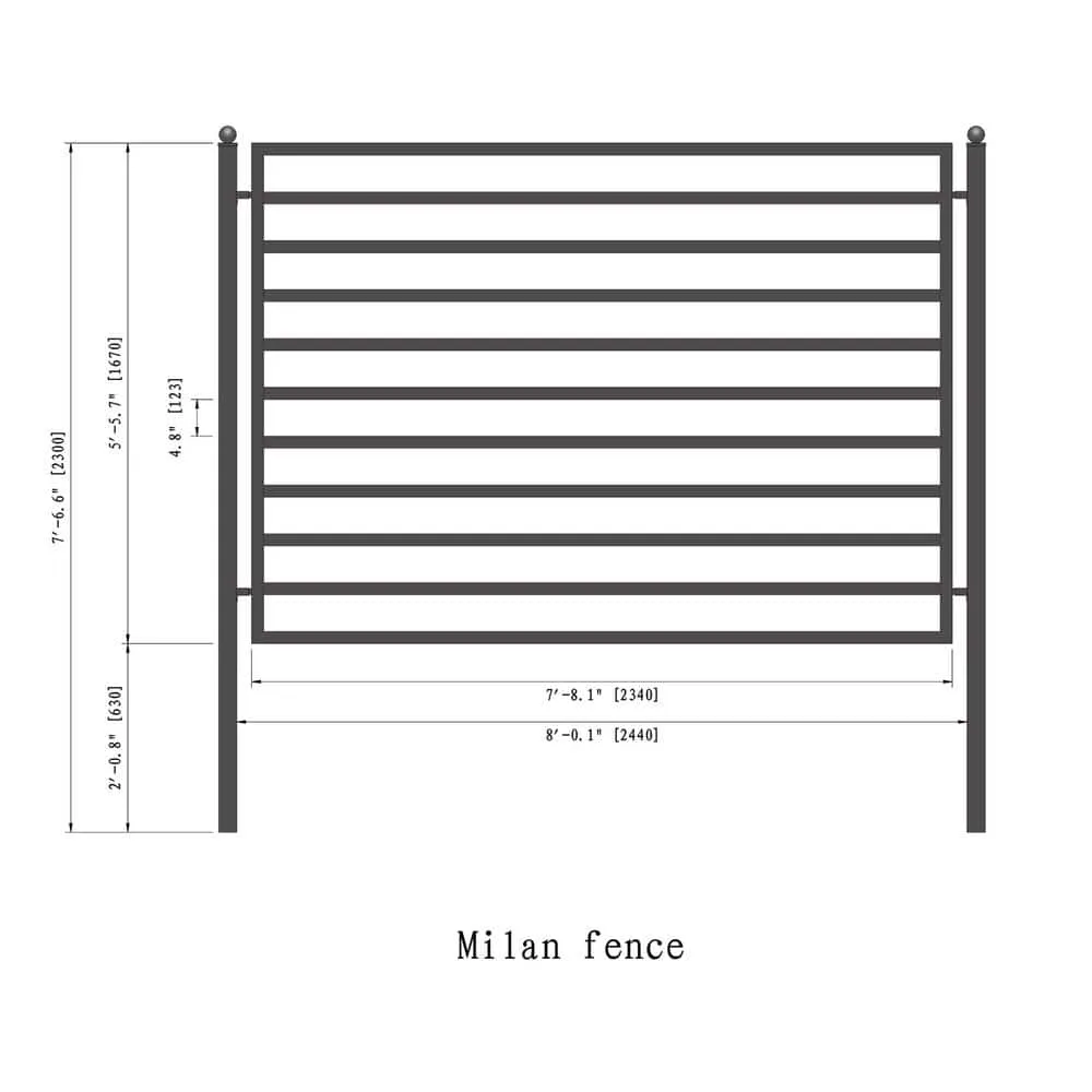 ALEKO 32 ft. x 5 ft. Milan Style Security Fence Panels Steel Fence Kit 4-Panel Gate Fence, photo 4 of 6