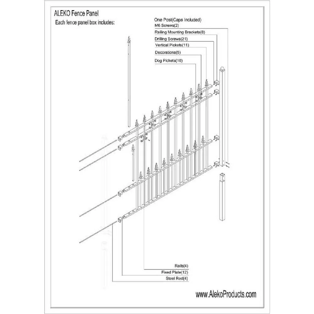 ALEKO St. Petersburg 5 ft. x 5.5 ft. DIY Iron Wrought Steel Fence Panel, photo 3 of 3