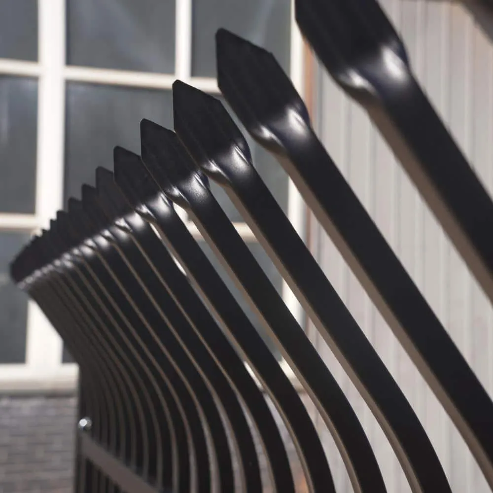 ALEKO 8 ft. x 6 ft. Each 8-Panel Steel Spaced Bar Fence Kit Curved Top Berlin Style Metal Fence Panel, photo 4 of 9