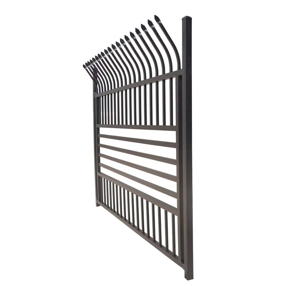 ALEKO 8 ft. x 6 ft. Each 8-Panel Steel Spaced Bar Fence Kit Curved Top Berlin Style Metal Fence Panel, photo 2 of 9