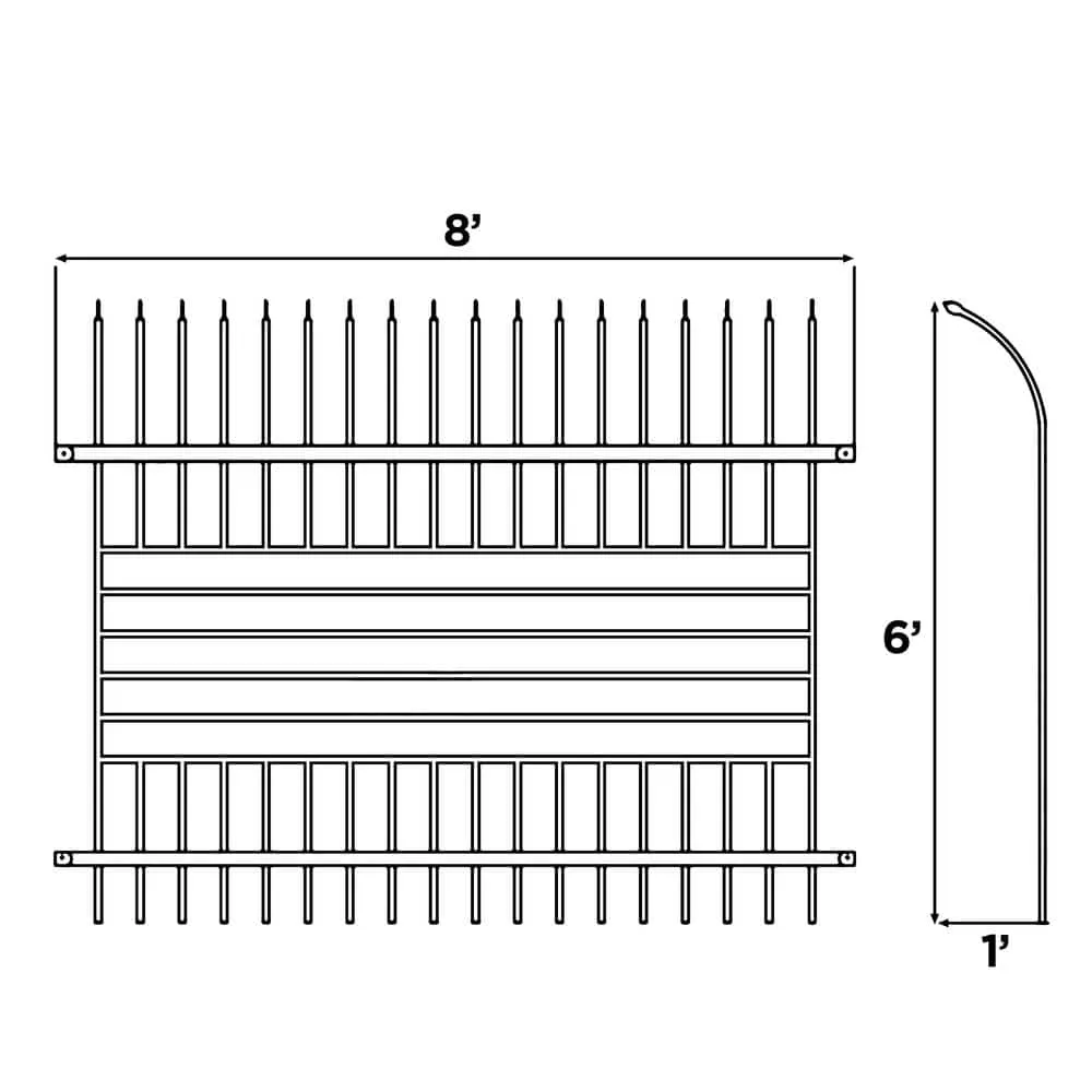 ALEKO 8 ft. x 6 ft. Each 8-Panel Steel Spaced Bar Fence Kit Curved Top Berlin Style Metal Fence Panel, photo 7 of 9