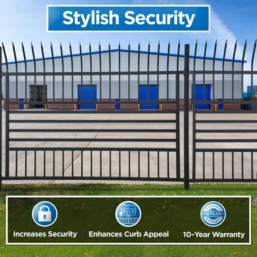 ALEKO 8 ft. x 6 ft. Each 8-Panel Steel Spaced Bar Fence Kit Curved Top Berlin Style Metal Fence Panel, photo 8 of 9