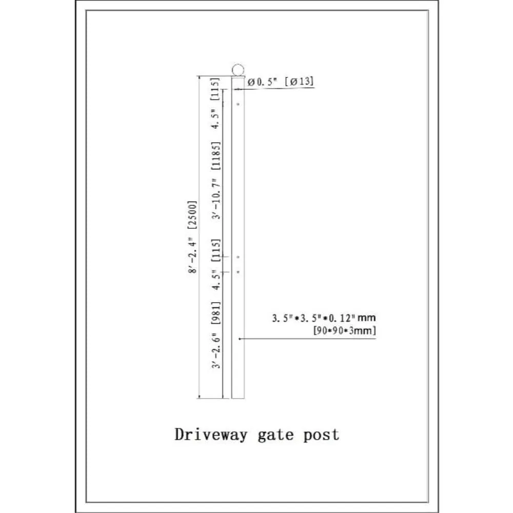 ALEKO Gate Post 8' x 3.5" x 3.5" for Dual Swing Driveway Gates - Set of 2, photo 5 of 5