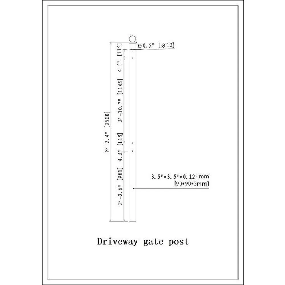 ALEKO 2 in. x 2 in. x 90 in. Black Steel Pedestrian Gate Post, Lot of 2, photo 5 of 6
