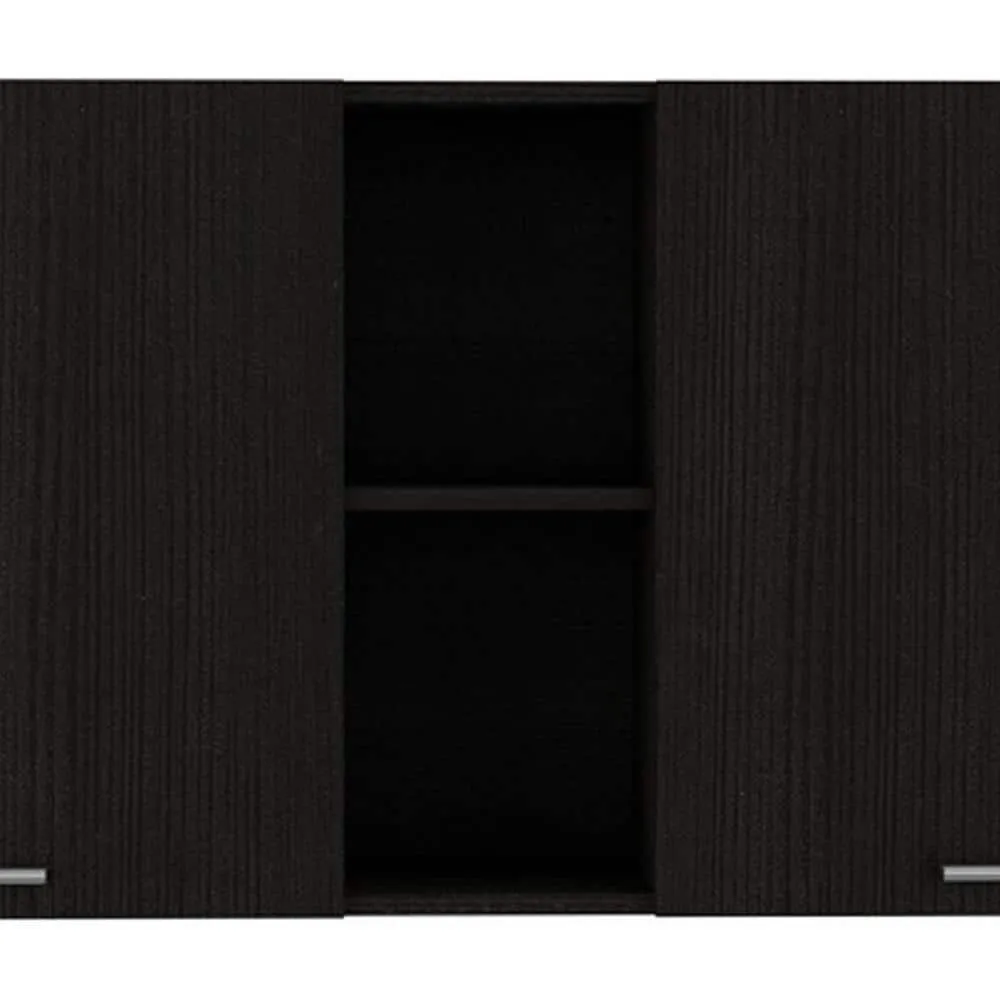 Amucolo 59.05 in. W x 12.4 in. D x 23.62 in. H Black Wood Ready to Assemble Wall Kitchen Cabinet with Shelves and Four Doors, photo 5 of 7