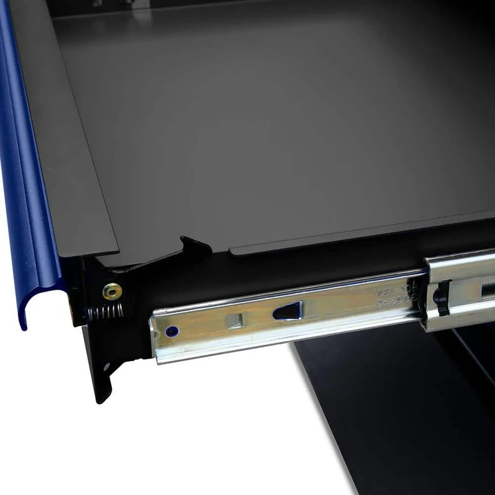 Montezuma 56 in. W x 24 in. D 11-Drawer Roller Cabinet Tool Chest with Power and USB Outlets in Black and Blue, photo 9 of 11