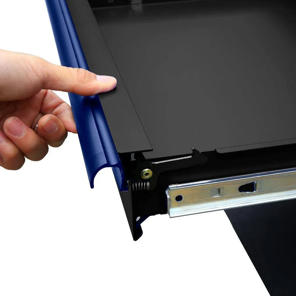 Montezuma 56 in. W x 24 in. D 11-Drawer Roller Cabinet Tool Chest with Power and USB Outlets in Black and Blue, photo 8 of 11