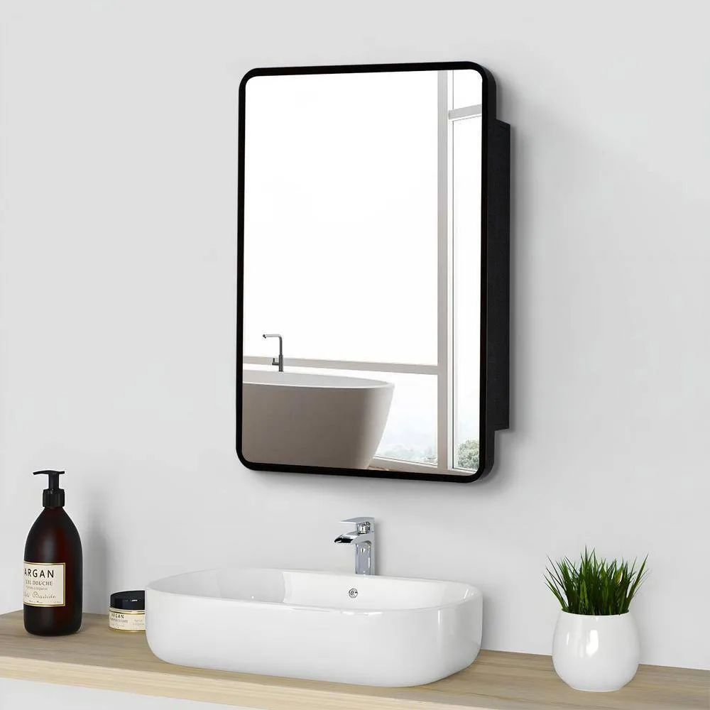 ANGELES HOME 24 in. W x 30 in. H Rectangular Aluminum Medicine Cabinet with Mirror and 2-Shelves, Surface-Mount or Recessed, photo 8 of 8