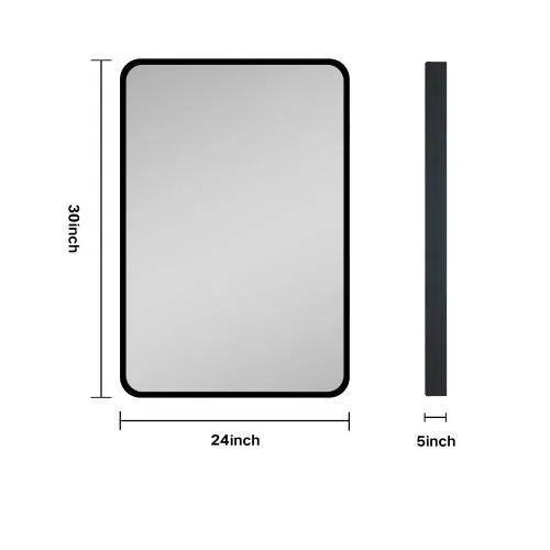 ANGELES HOME 24 in. W x 30 in. H Rectangular Aluminum Medicine Cabinet with Mirror and 2-Shelves, Surface-Mount or Recessed, photo 7 of 8