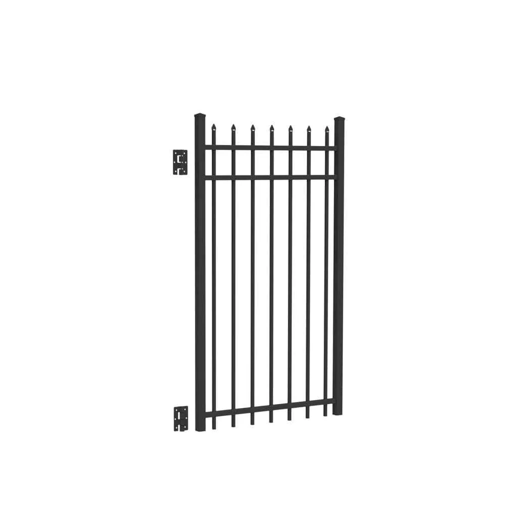 Barrette Outdoor Living Cascade Standard-Duty 3 ft. W x 5 ft. H Black Aluminum Straight Pre-Assembled Fence Gate, photo 2 of 2