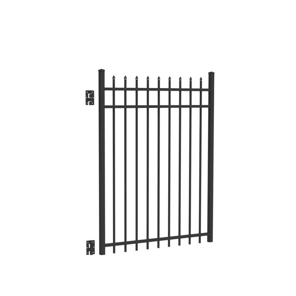 Barrette Outdoor Living Cascade Standard-Duty 4 ft. W x 5 ft. H Black Aluminum Straight Pre-Assembled Fence Gate, photo 2 of 2