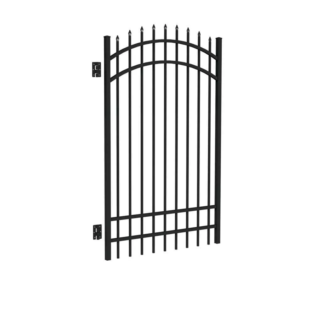 Barrette Outdoor Living Cascade Standard-Duty 4 ft. W x 6 ft. H Black Aluminum Arched Pre-Assembled Fence Gate, photo 2 of 3