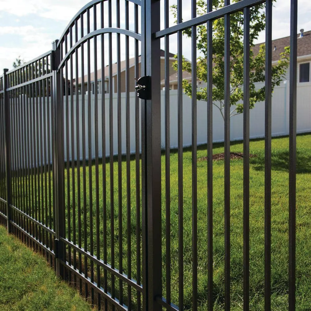 Barrette Outdoor Living Natural Reflections Standard-Duty 4 ft. W x 6 ft. H Black Aluminum Arched Pre-Assembled Fence Gate, photo 4 of 5