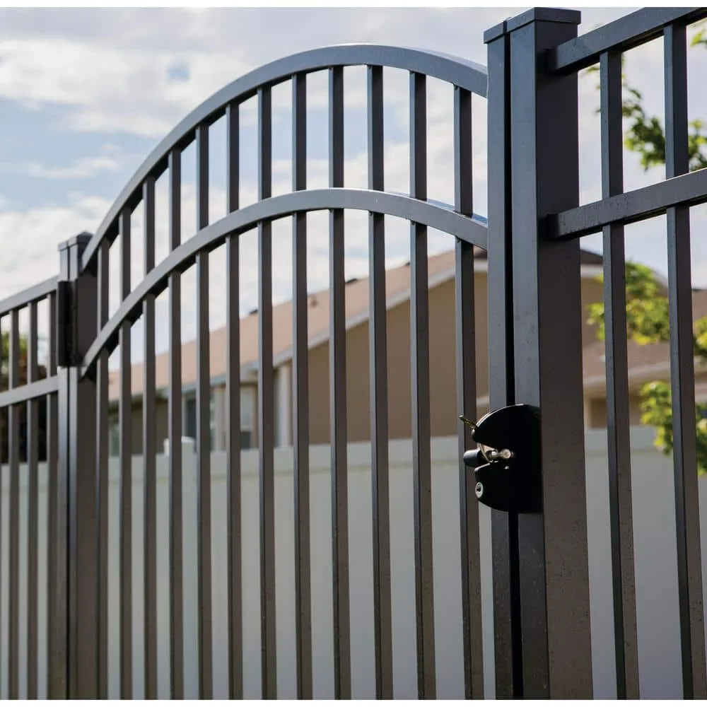 Barrette Outdoor Living Natural Reflections Standard-Duty 4 ft. W x 6 ft. H Black Aluminum Arched Pre-Assembled Fence Gate, photo 3 of 5