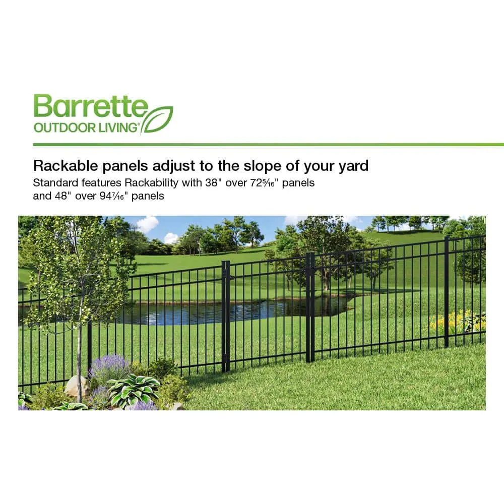 Barrette Outdoor Living Natural Reflections Standard-Duty 4 ft. H x 6 ft. W Black Aluminum Pre-Assembled Fence Panel, photo 8 of 10