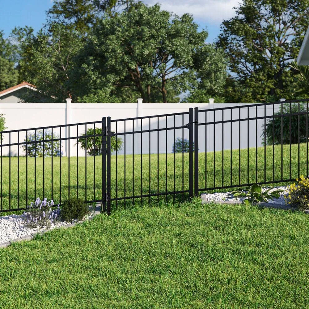 Barrette Outdoor Living Natural Reflections Standard-Duty 4 ft. H x 6 ft. W Black Aluminum Pre-Assembled Fence Panel, photo 6 of 10
