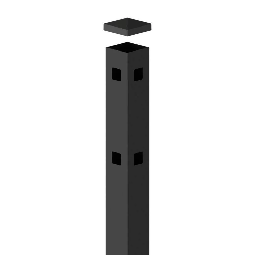 Barrette Outdoor Living 2 in. x 2 in. x 6-7/8 ft. Standard-Duty Black Aluminum Fence Corner Post, photo 3 of 6