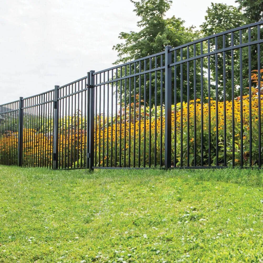 Barrette Outdoor Living 2 in. x 2 in. x 6-7/8 ft. Standard-Duty Black Aluminum Fence Line Post, photo 2 of 7