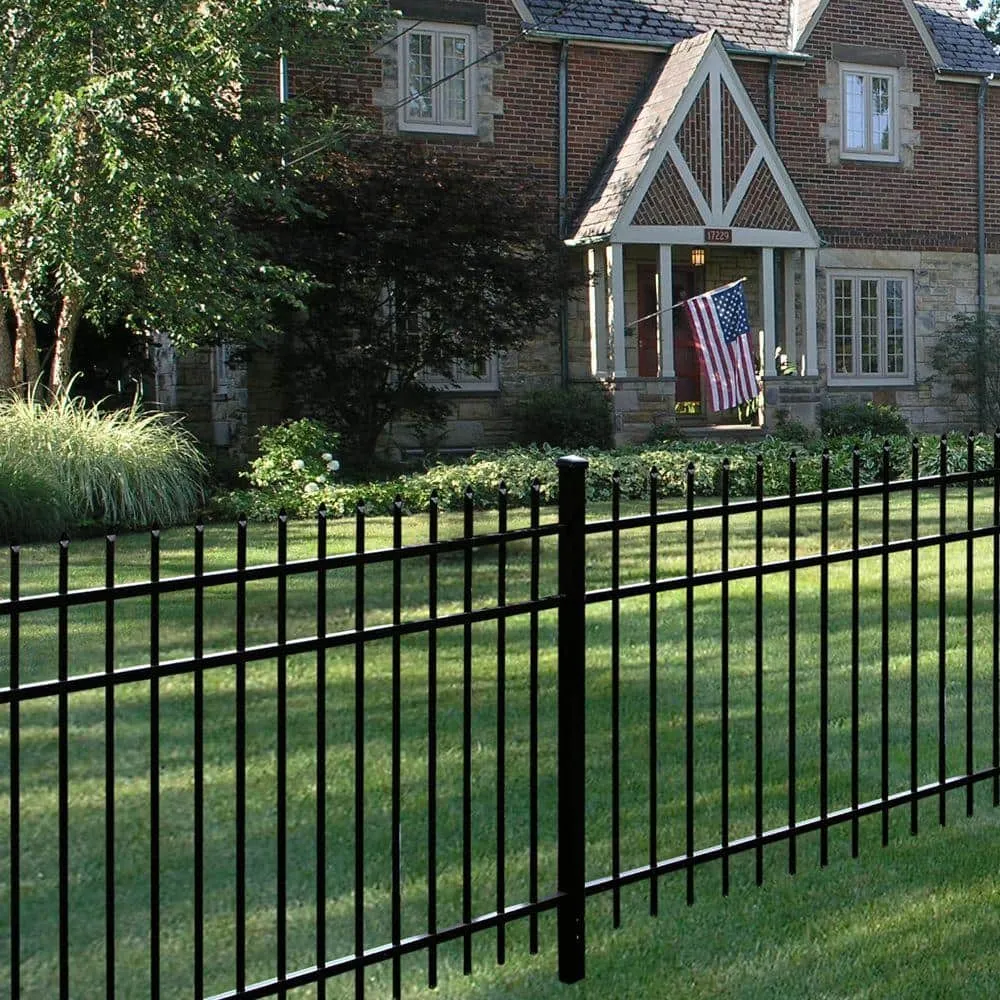Barrette Outdoor Living Cascade Heavy-Duty 2-1/2 in. x 2-1/2 in. x 7-1/3 ft. Black Aluminum Fence Line Post, photo 2 of 2