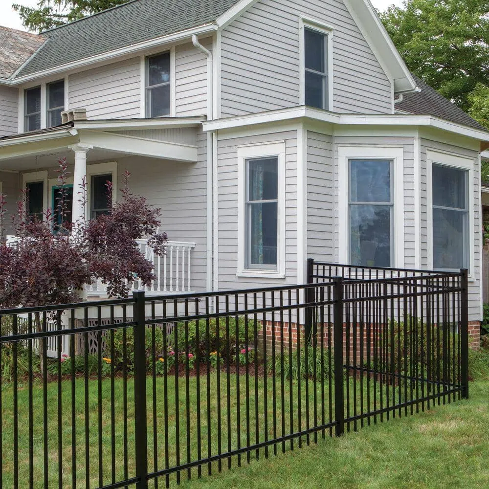 Barrette Outdoor Living 2-1/2 in. x 2-1/2 in. x 7-1/3 ft. Black Aluminum Fence Line Post, photo 2 of 7