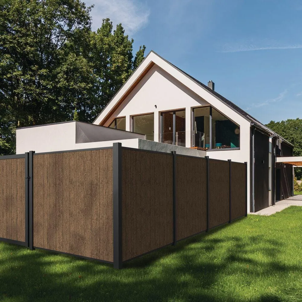 Barrette Outdoor Living 3 in. x 3 in.x 99 in. Mixed Materials Matte Black End Fence Post Kit, photo 2 of 3