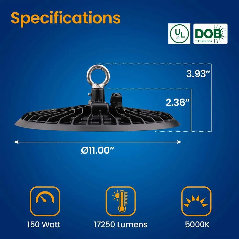 BEYOND LED TECHNOLOGY Feather 0.92 ft. 150 Watt Equivalent LED Black High Bay Light 5000 K, photo 2 of 4