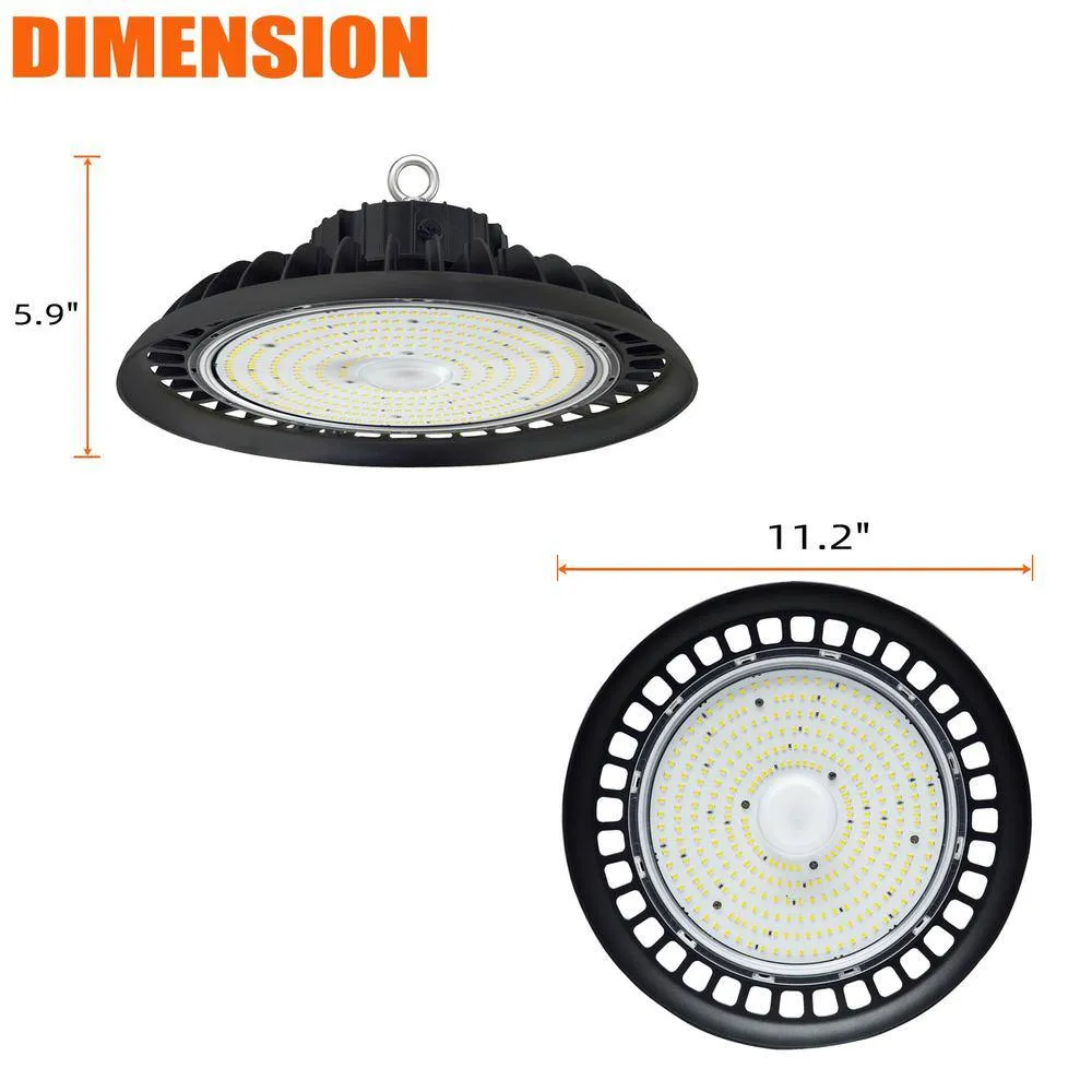 Bieuoram 150-Watt Integrated LED Dimmable Balck High Bay Light 24000LM 5000K Daylight Commercial UFO High Bay Light, IP65 (1Pack), photo 5 of 10