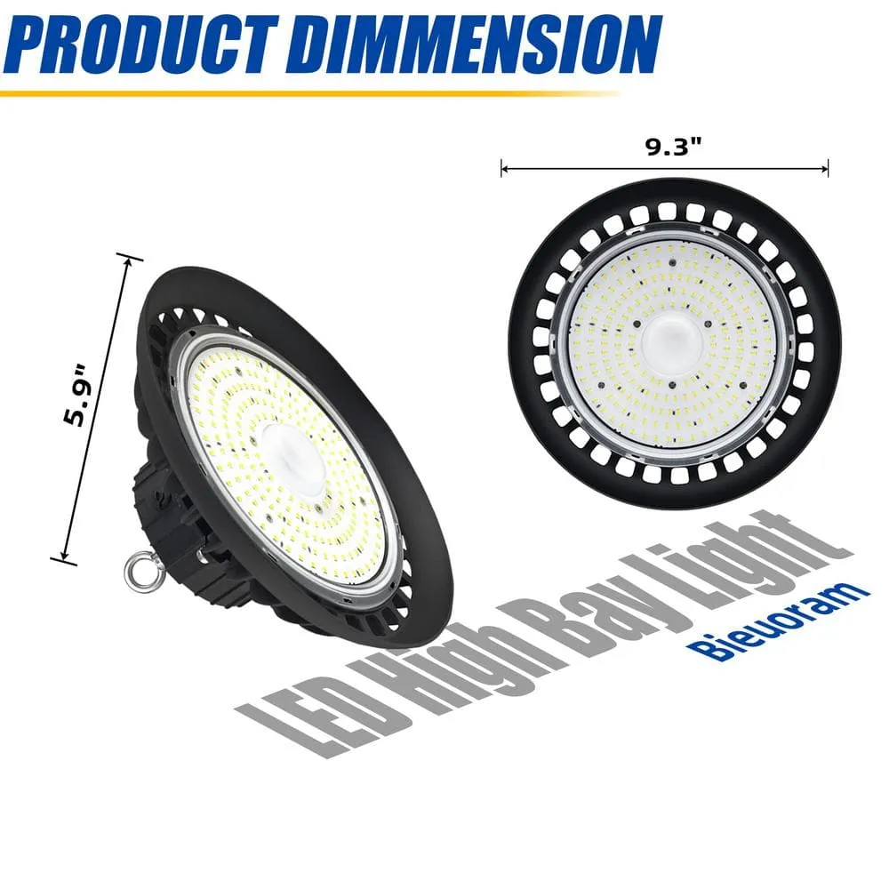 Bieuoram 200-Watt Integrated LED Dimmable Balck High Bay Light 32000LM 5000K Daylight Commercial UFO High Bay Light IP65 (3Pack), photo 6 of 9