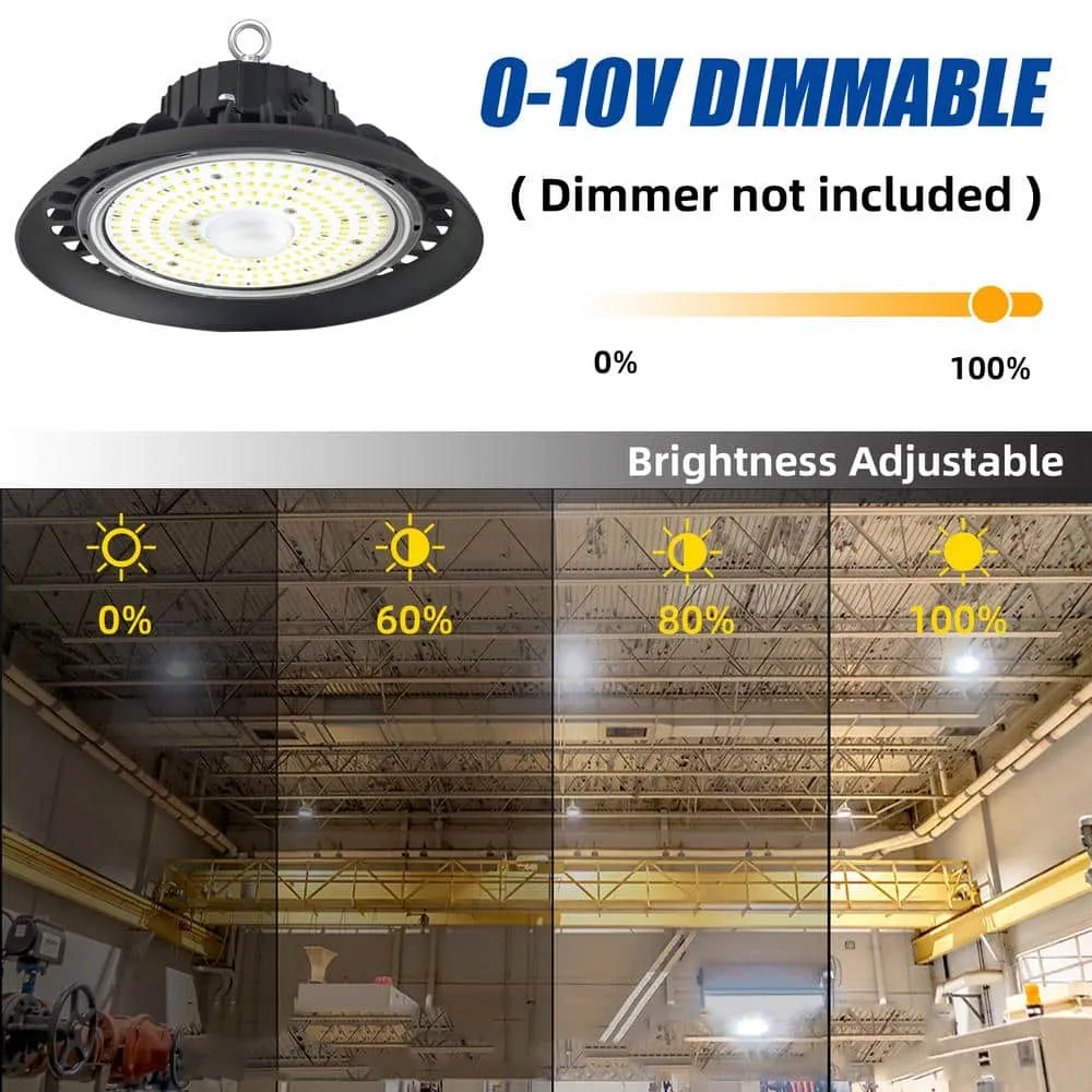 Bieuoram 200-Watt Integrated LED Dimmable Balck High Bay Light 32000LM 5000K Daylight Commercial UFO High Bay Light IP65 (3Pack), photo 5 of 9